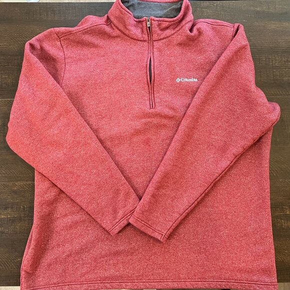 Columbia Men’s 2XT Tall Red Quarter Zip Fleece Pullover Sweater Jacket - Picture 1 of 7